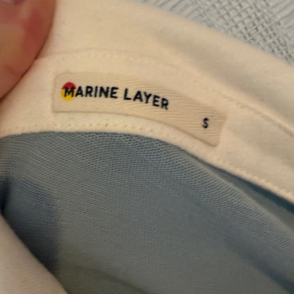 MARINE LAYER rugby crop polo top in aqua striped Women’s Sz S - Picture 5 of 8